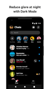 اللون الاسود لتطبيق ماسنجر فيس بوك