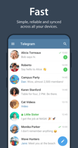 تطبيق Telegram ييتميز بانه سريع