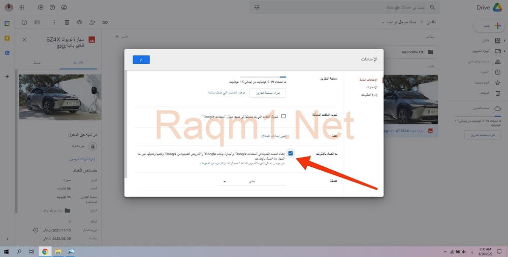 وضع عدم الاتصال في google drive