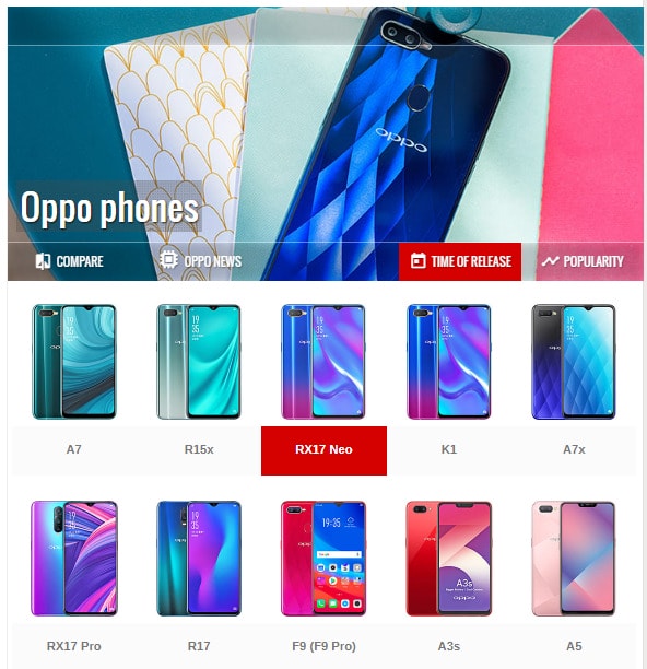 أشهر سلسلة هواتف اوبو&nbsp;Oppo الصينية