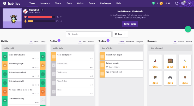 أفضل تطبيقات عمل قائمة مهام to do list 8 تطبيق Habitica : قائمة مهام بشكل مسلي